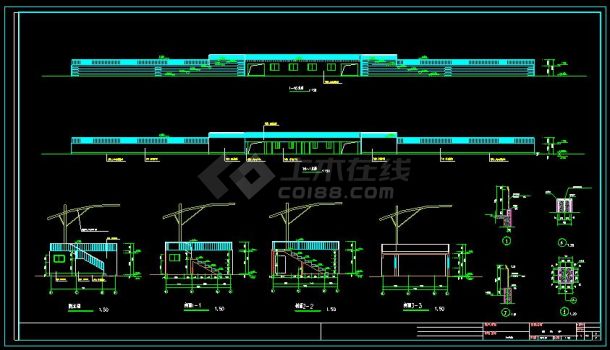 职业学校2层运动场看台建筑结构设计施工图-图一