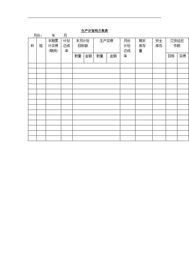 生产计划知识生产计划科月报表-图一