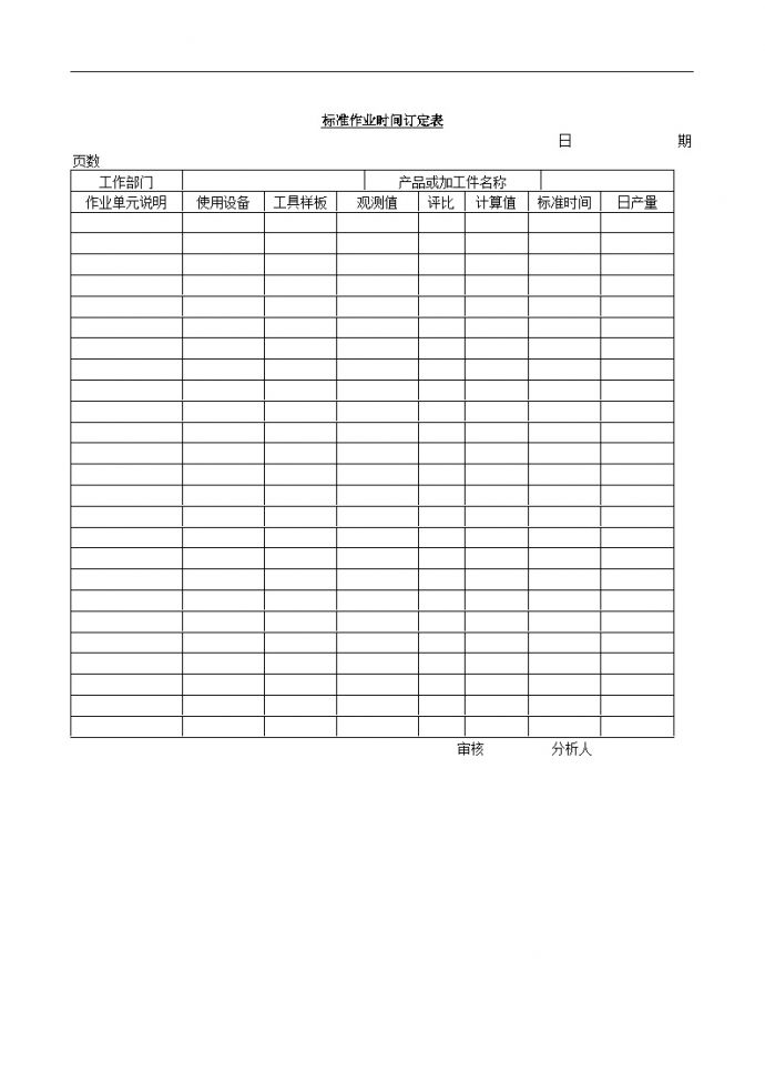 生产管理表—标准作业时间订定表(2)_图1