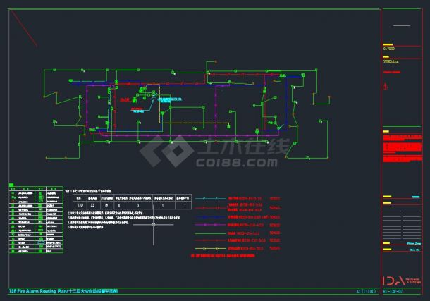 YUM中国上海总部办公室-E1-13F-01～08 十三层电气CAD图-图一