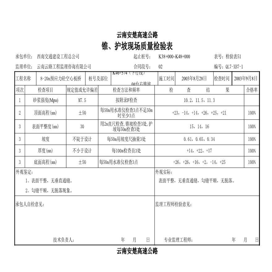 安楚桥梁质检资料2-质检表-图一