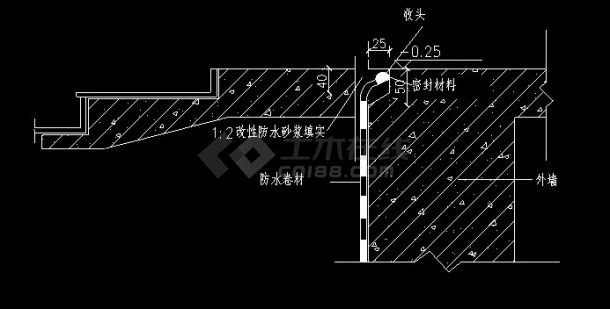 防水工程常用CAD节点详图及示意图-图一