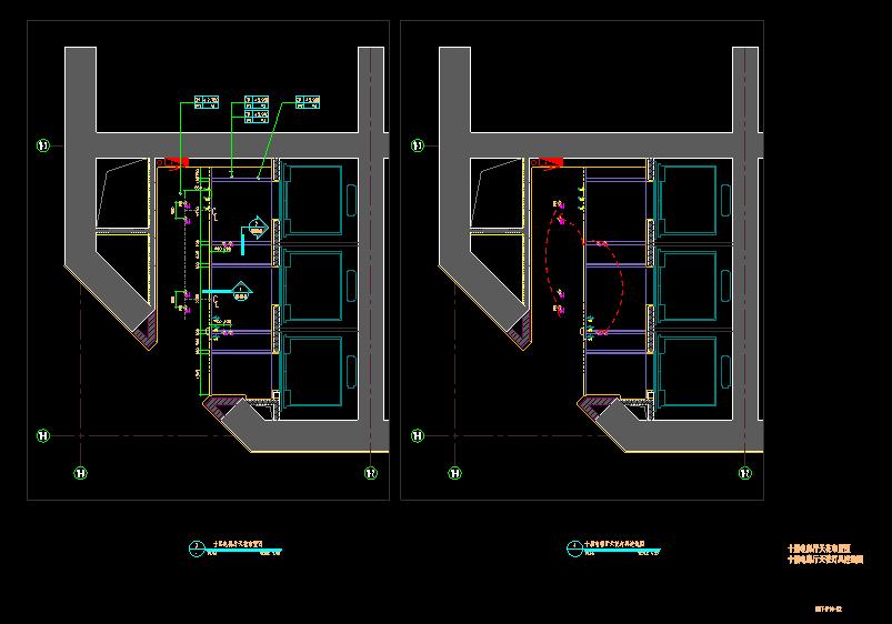 成都东村绿地中心十层公区装饰-电梯厅平立面及节点CAD图
