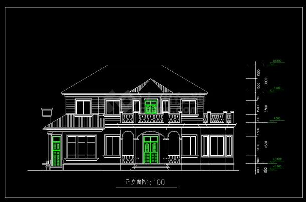 CAD施工图二层别墅建施方案图-图一