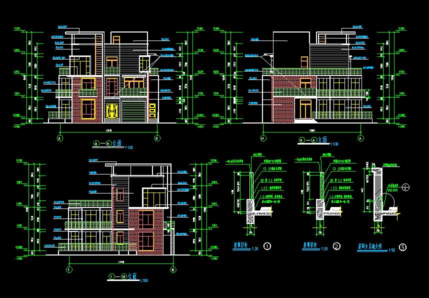 CAD独体别墅建筑施工图