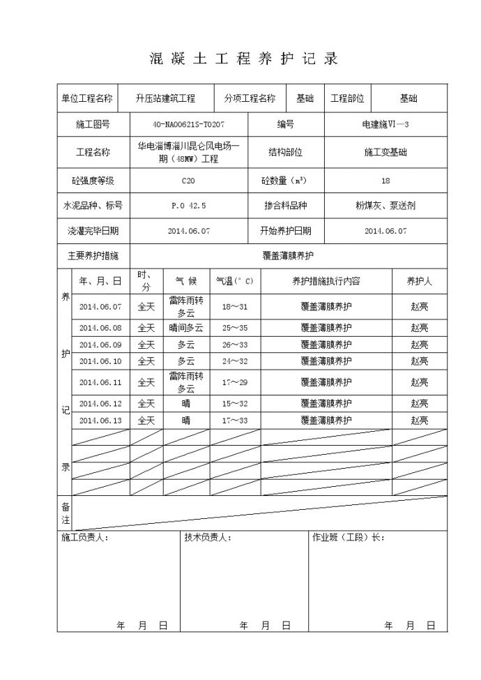 XX风电工程项目淄川升压站其他建筑养护记录.doc_图1