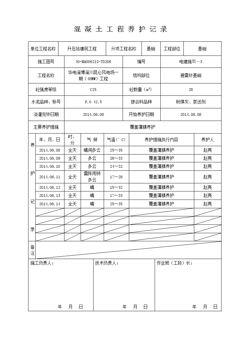 XX风电工程项目淄川升压站其他建筑养护记录.doc-图二