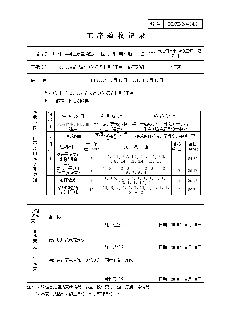 某某水利水电工程项目工序验收记录表(28).doc-图二