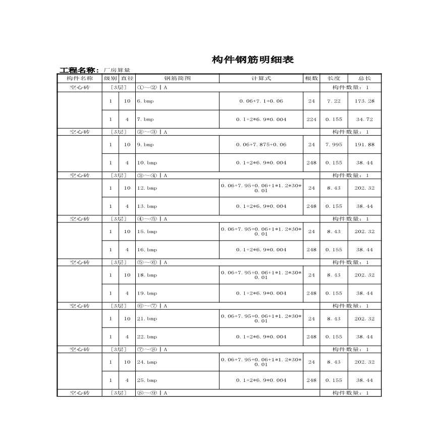 【5层】9747.9平米五层框架厂房墙（三层）.xls-图一