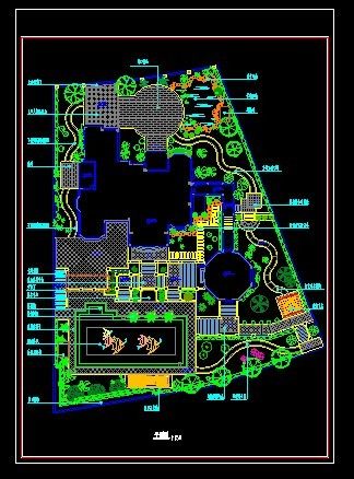 豪华别墅花园施工设计平面图-图一