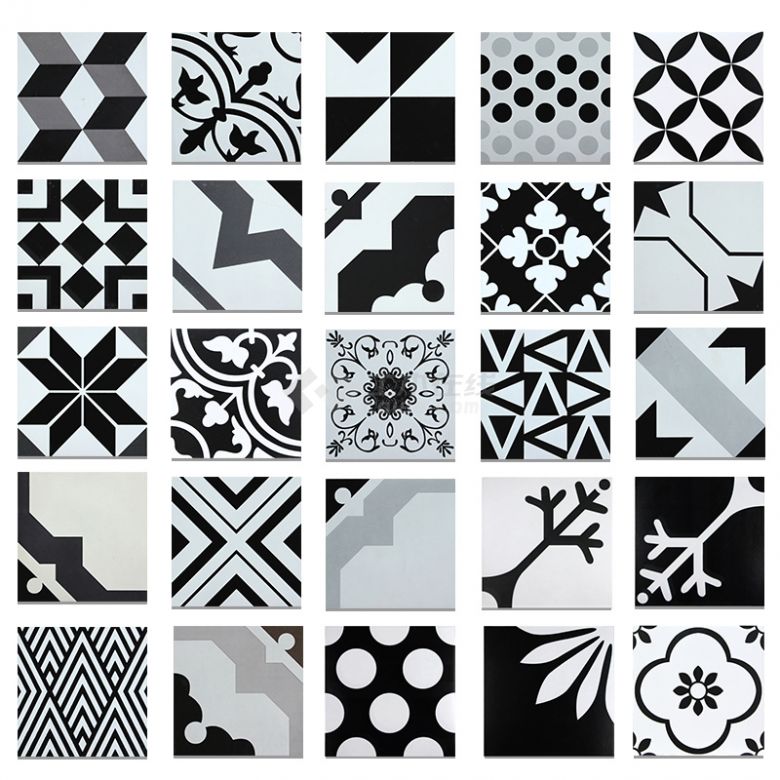 现代北欧黑色灰色花砖300×300 (88).jpg-图一