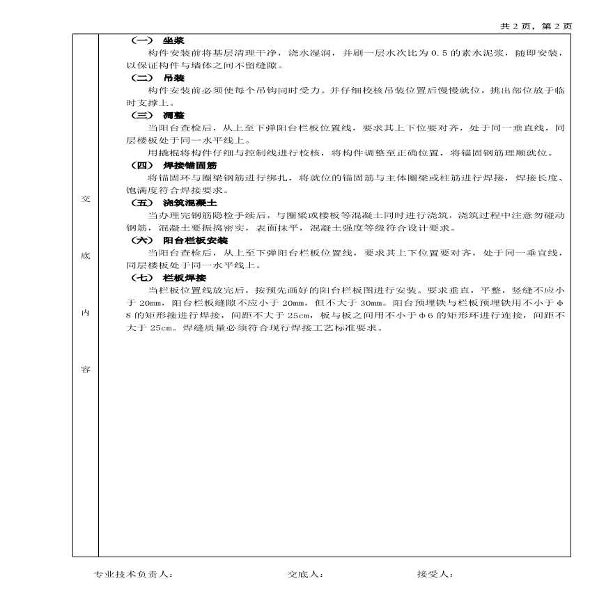 预制阳台栏板安装工程技术交底.pdf-图二