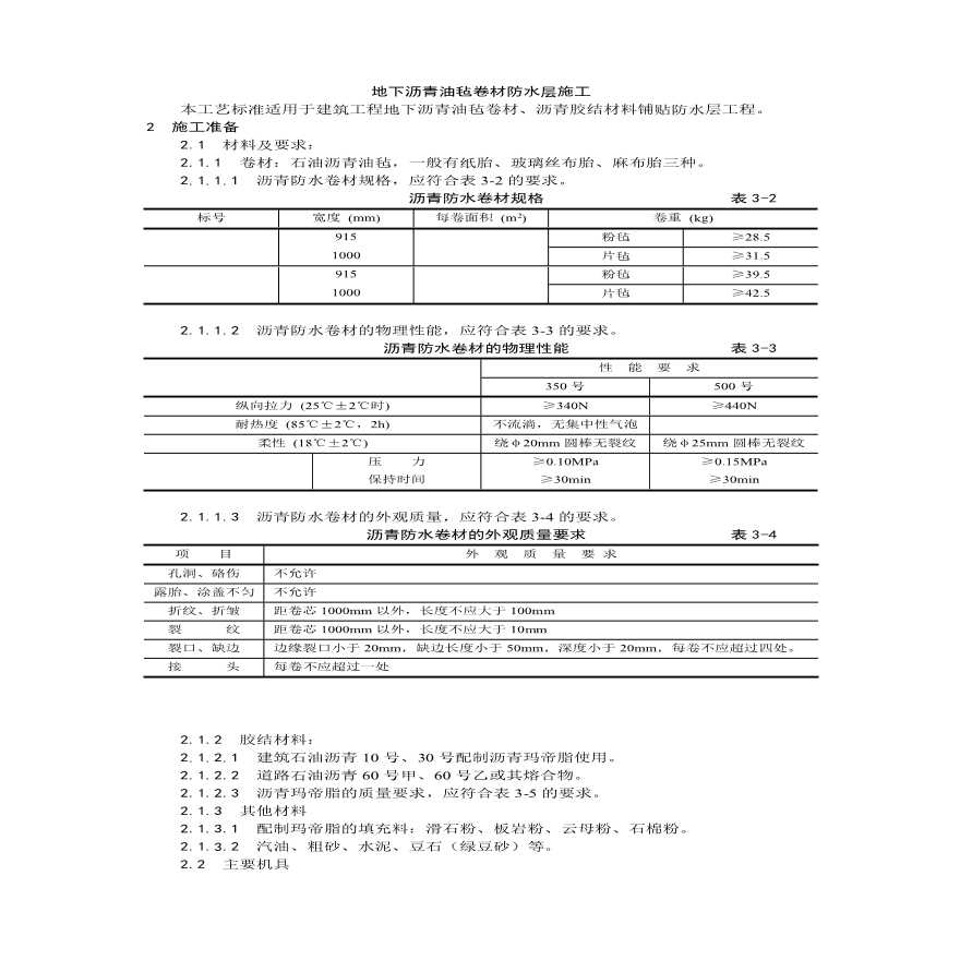 地下沥青油毡卷材防水层施工工艺.pdf-图一