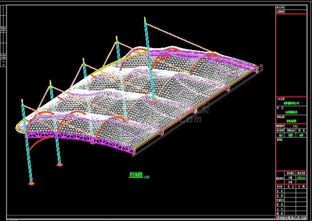 遮雨棚膜结构施工图CAD-图二