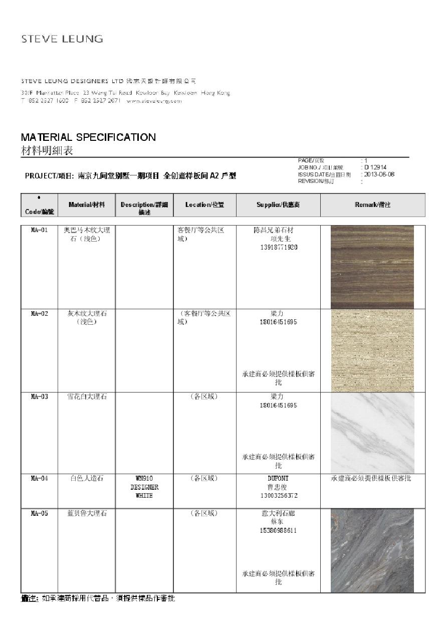 D12914南京九间堂别墅一期项目A2户型-物料明细表-图二