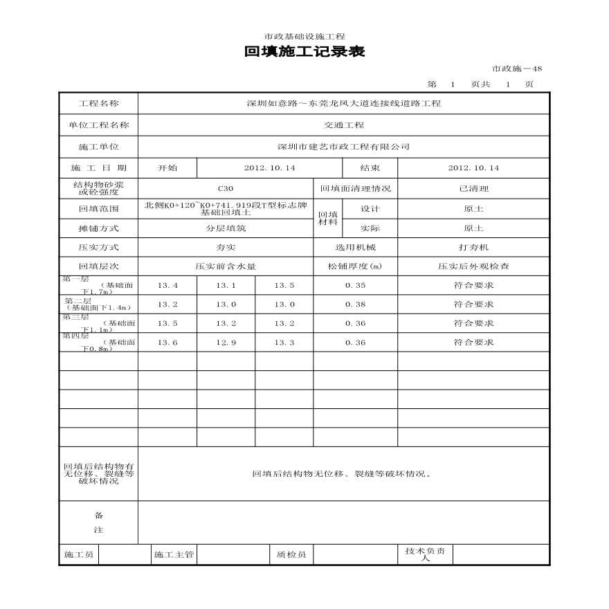 市政交通工程-回填施工记录 (8)-图一