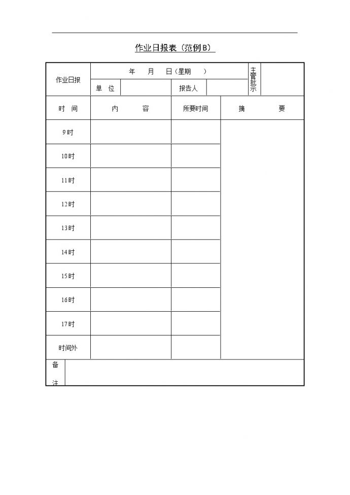 生产管理表—作业日报表(范例B)_图1