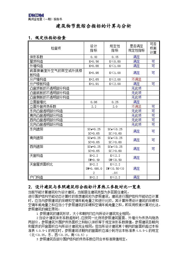 建筑节能27#—上海市居住建筑动态计算报告书