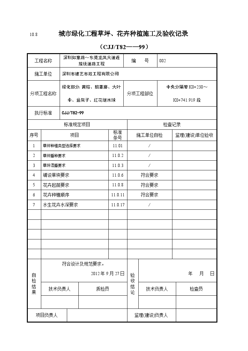 市政绿化工程-城市绿化工程草坪、花卉种植施工及验收记录 (2)-图二