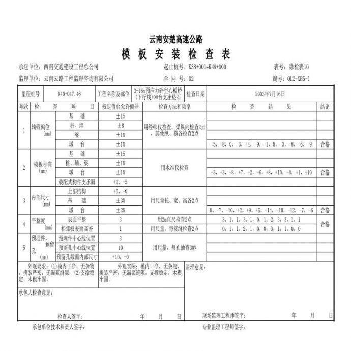 安楚桥梁质检资料1-模板123_图1