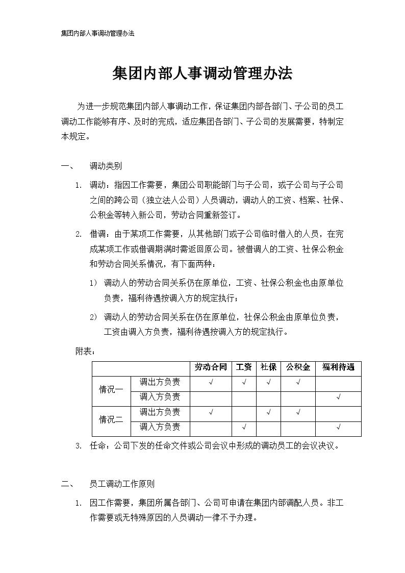 公司内部人事调动管理办法(附：表格 协议).-图一