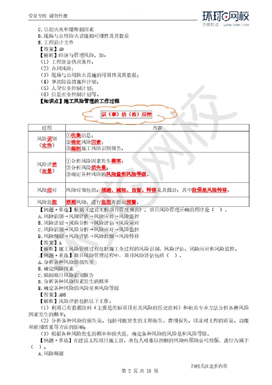 二建考试资料第06讲施工风险管理、监理的任务和方法-图二