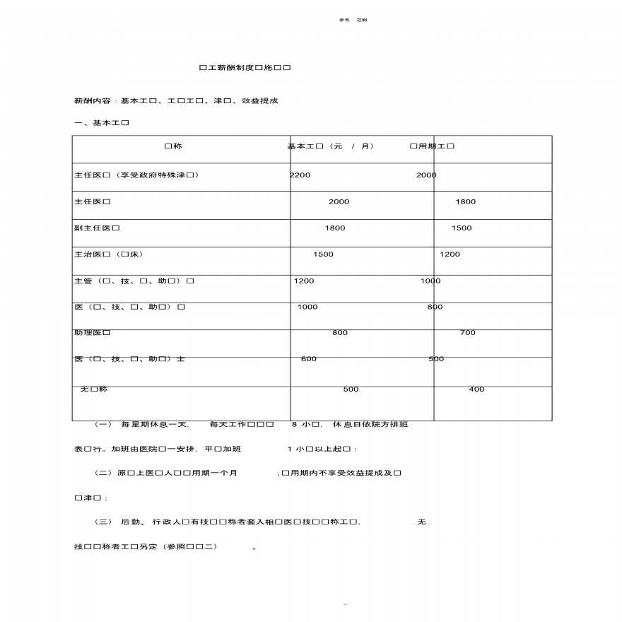 医院员工薪酬制度实施细则-图一