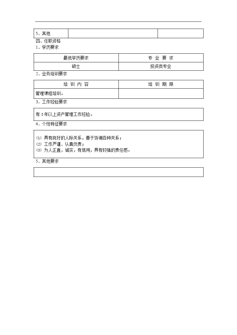 资产投资管理员职位说明书 (2)-图二