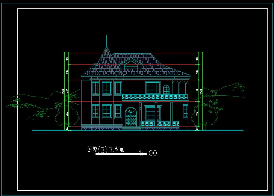 CAD施工图设计图二层别墅方案