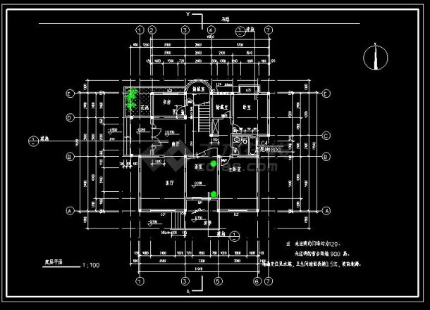 CAD单栋施工图设计图别墅建筑图-图二