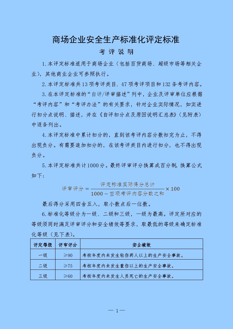 商场企业安全生产标准化评定标准.doc-图一