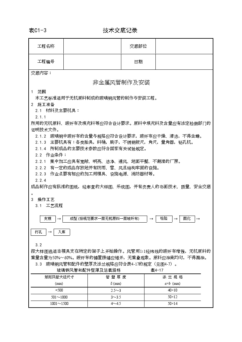 非金属风管制作及安装工艺.doc-图一