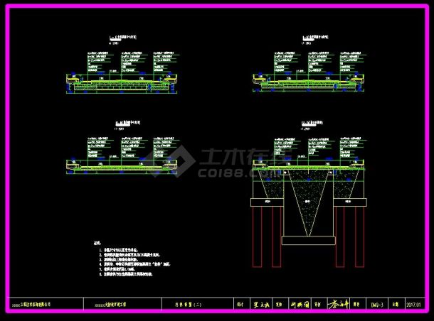 本桥为城市内多跨拱桥改扩建设计图cad-图二