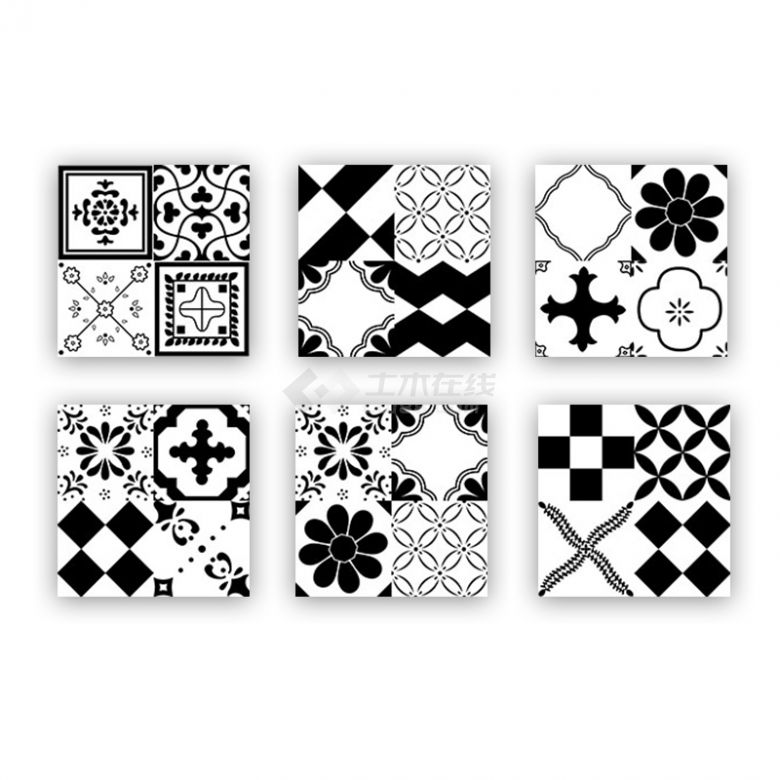 现代北欧黑色灰色花砖300×300 (82).jpg-图一