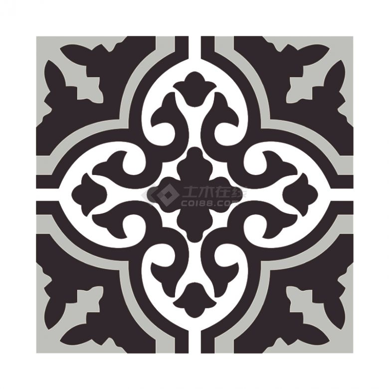 现代北欧黑色灰色花砖300×300 (85).jpg-图一