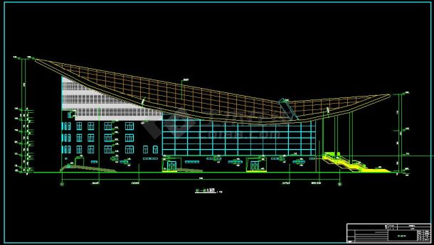 钢网架结构4层会议中心建筑设计施工图-图一