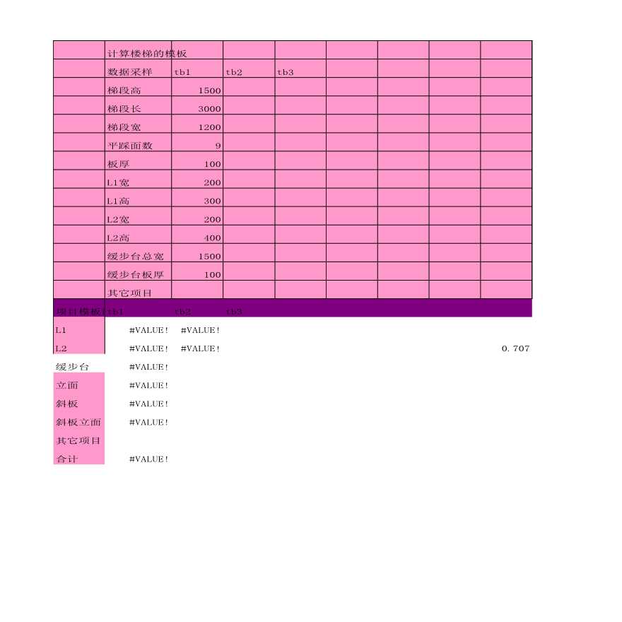 楼梯工程量计算表（模板、砼计算）【工程造价】.xls