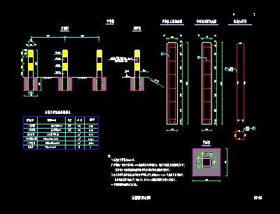 2-21 示警桩设计图(有基础)-图一