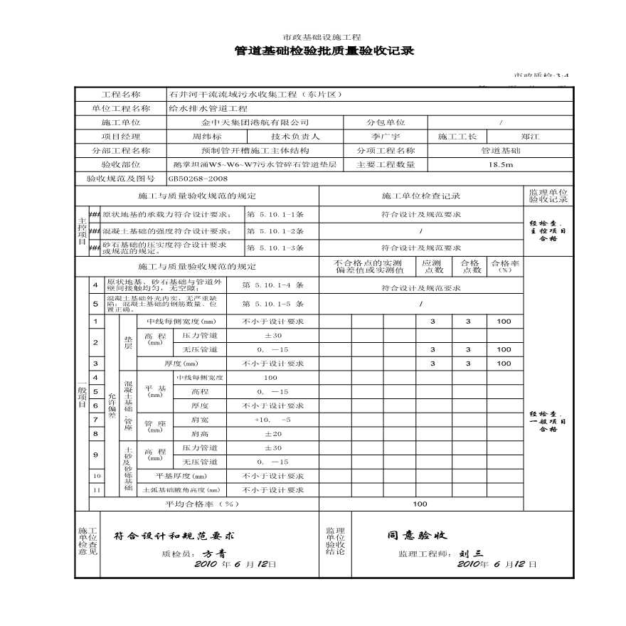 市政排水工程-3、(2-1)鹅掌坦涌W5~W6~W7污水管碎石管道垫层-图一