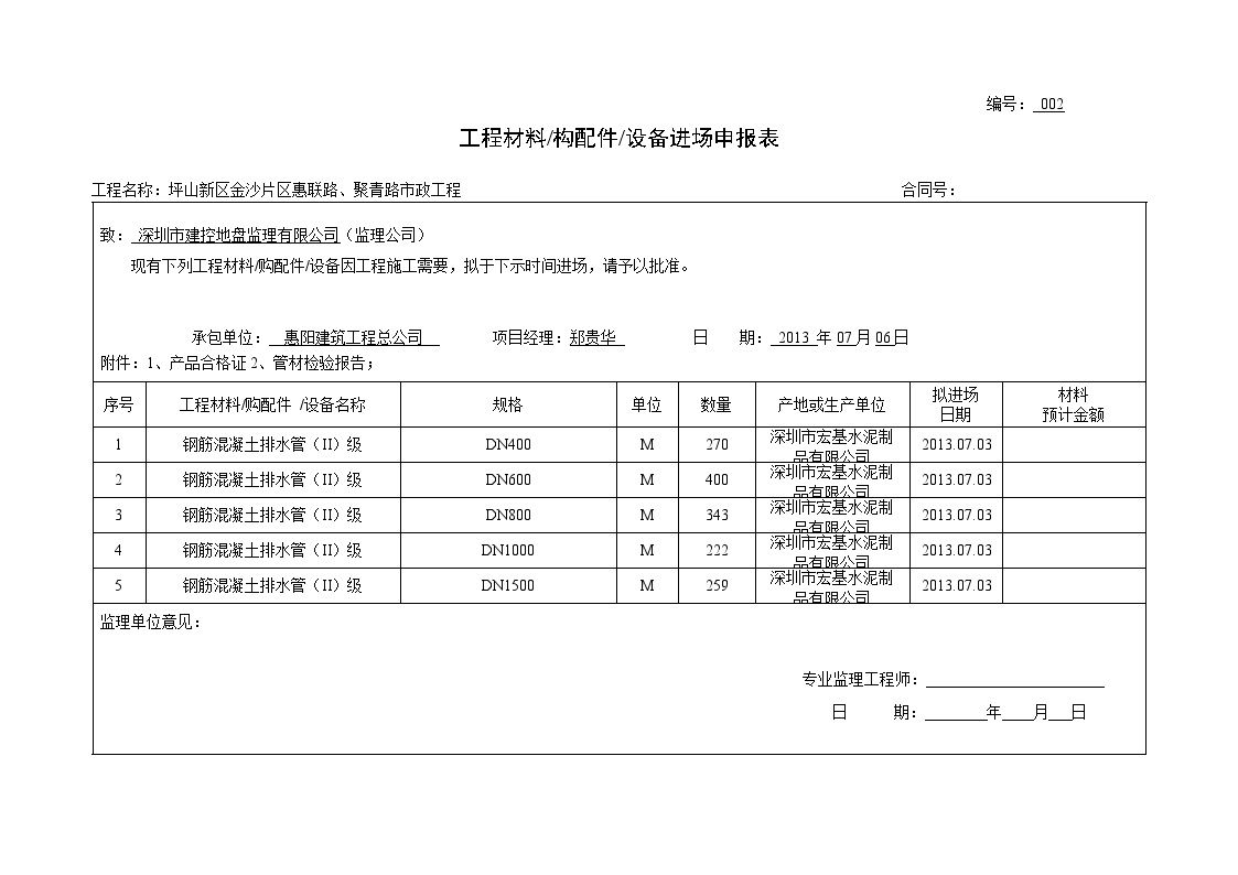 工程材料购配件设备进场申报表1-图二