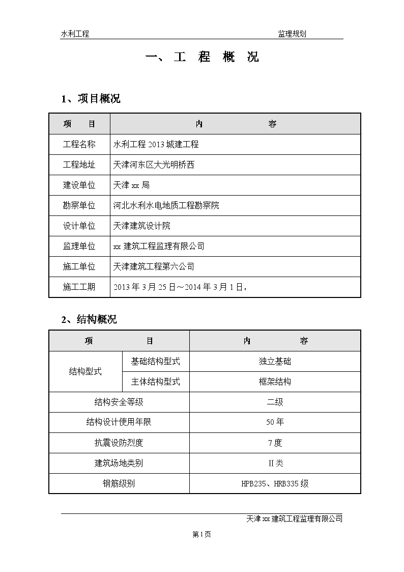 2013年水利工程监理规划(最祥编)