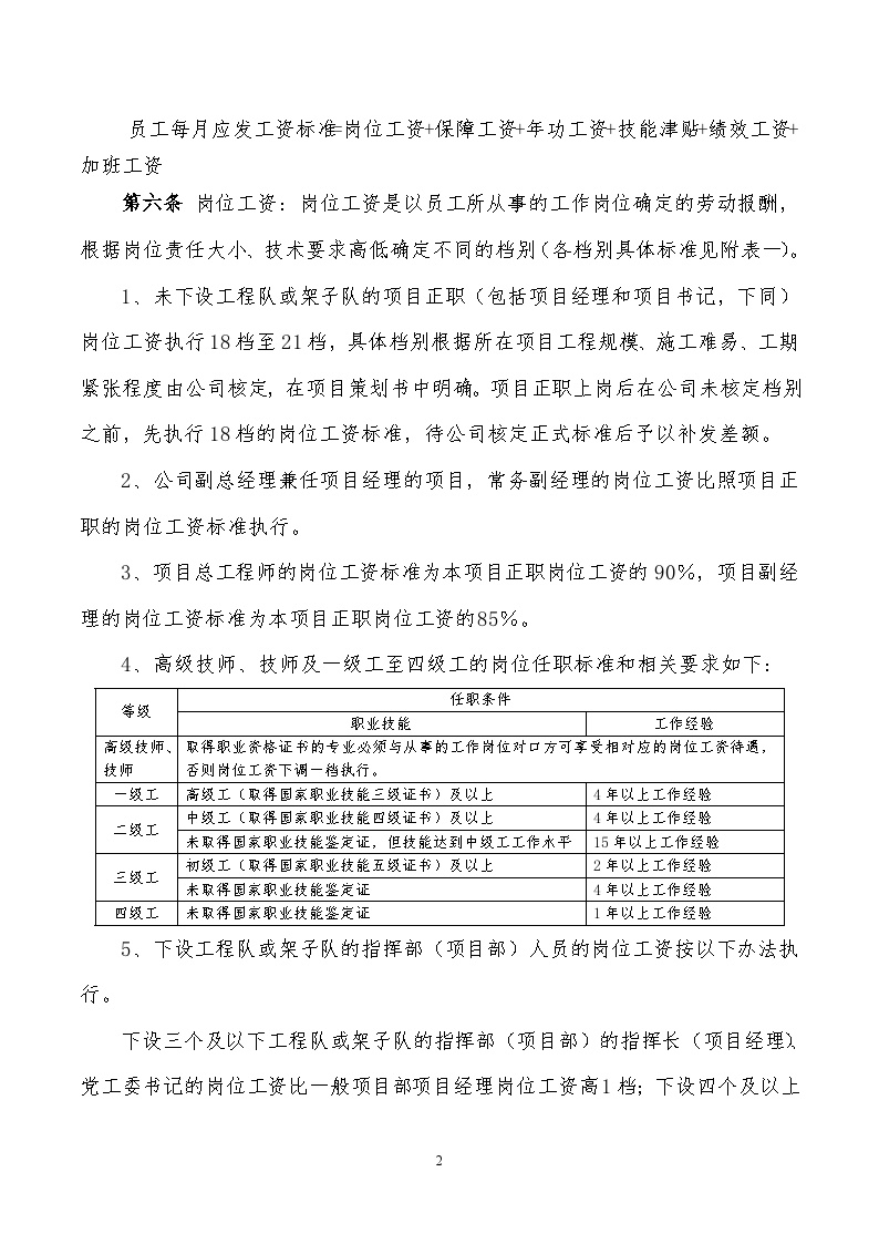 中铁三局集团第二工程有限公司项目薪酬实施办法-图二