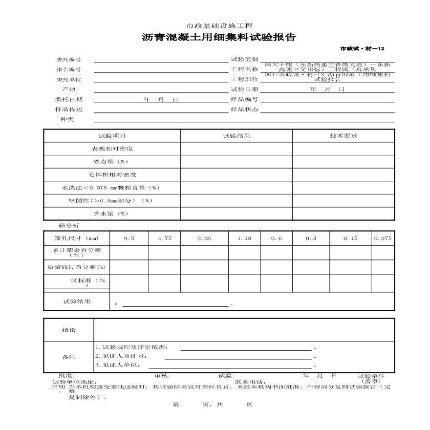 市政试·材-12 沥青混凝土用细集料试验报告-图一