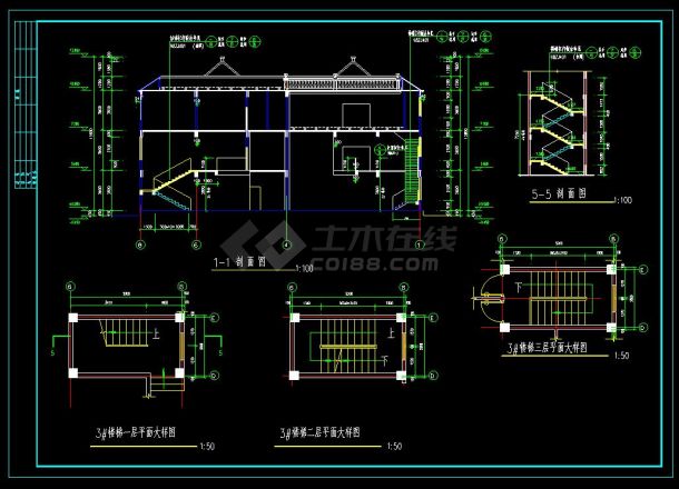 CAD施工图别墅建筑全套图-图二