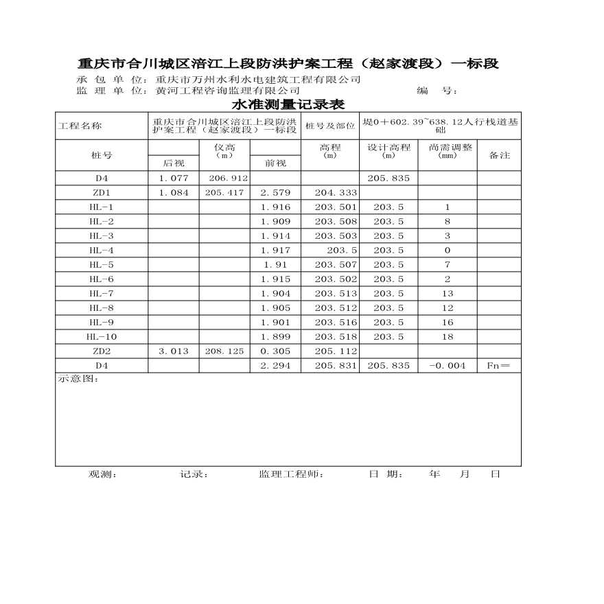 重庆市合川城区涪江上段防洪护案工程基础水准测量.xls-图一