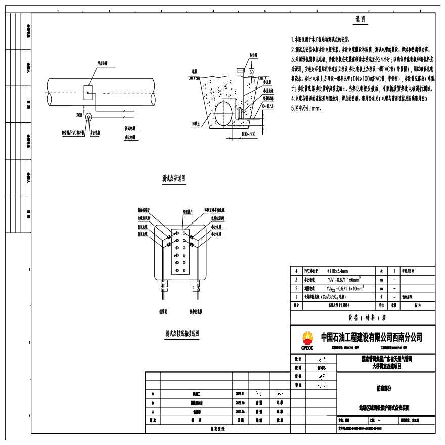 分输站 站场区域阴极保护测试点安装图-图二