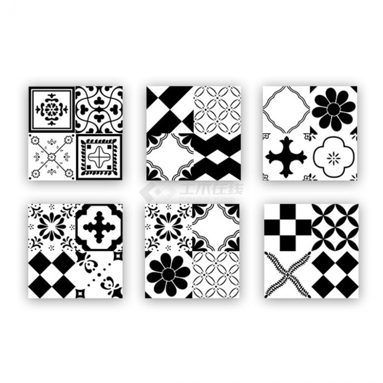 现代北欧黑色灰色花砖300×300 (108).jpg-图一