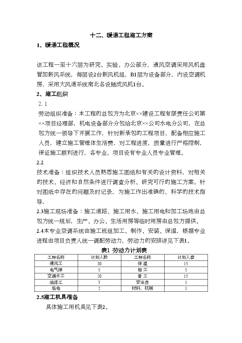 暖通工程施工方案.doc-图一