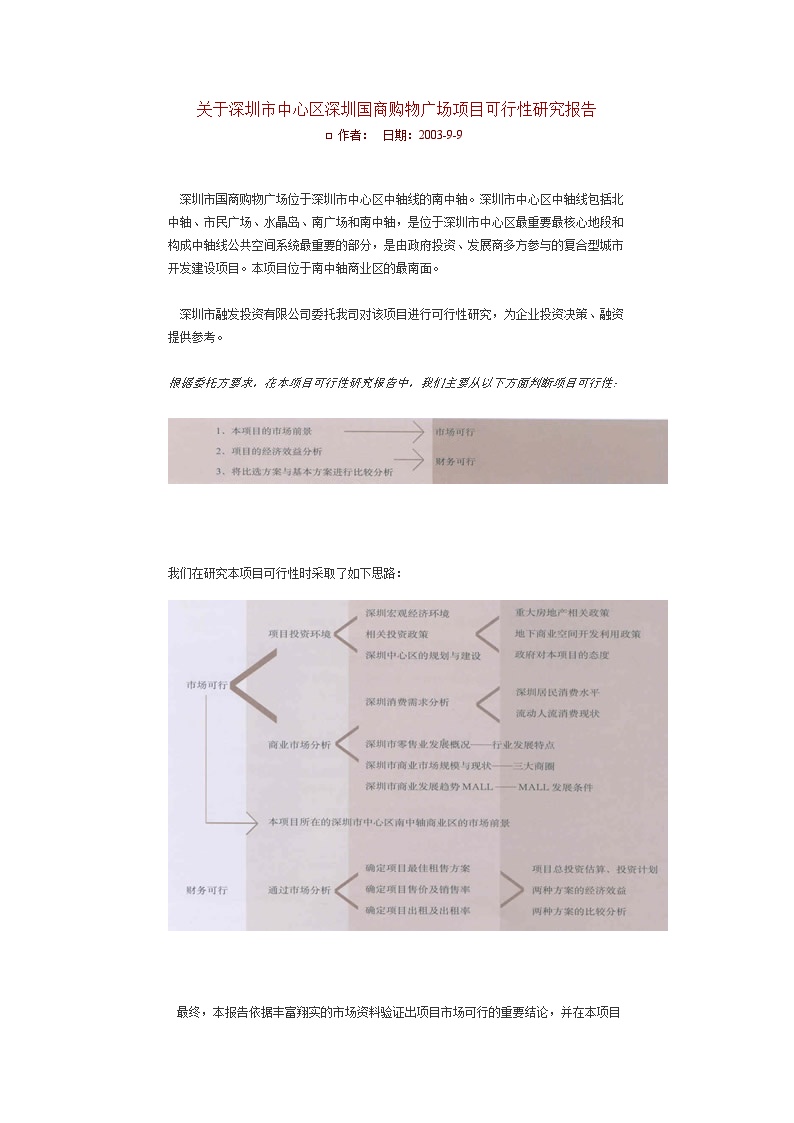 关于深圳市中心区深圳国商购物广场项目可行性研究报告.doc-图一