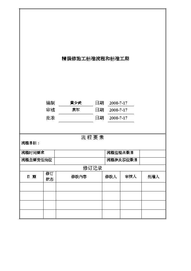 房地产行业某地产公司精装修标准流程与工期(1).doc-图一